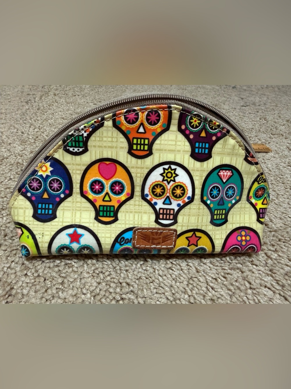 Consuela Yellow Sugar Skull Cosmetic Pouch